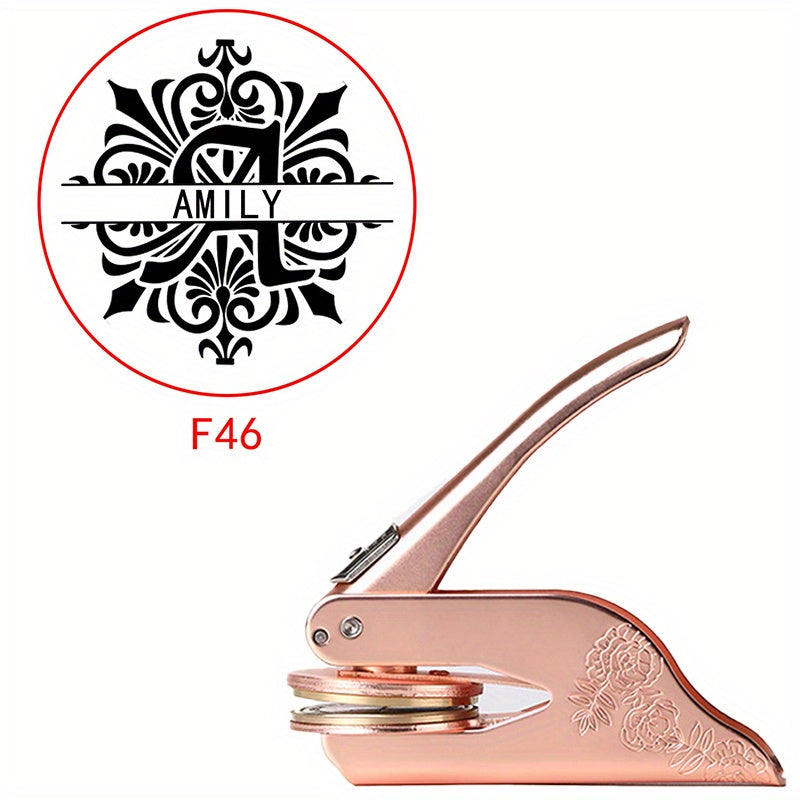 Mysterious Pattern Letter Series Rose Golden Print Embosser Stamp, Make Your Own Letter Seal, Printed Directly on Books, Tissues, Notebooks and Gift Boxes, Easy to Operate, Easy to Carry