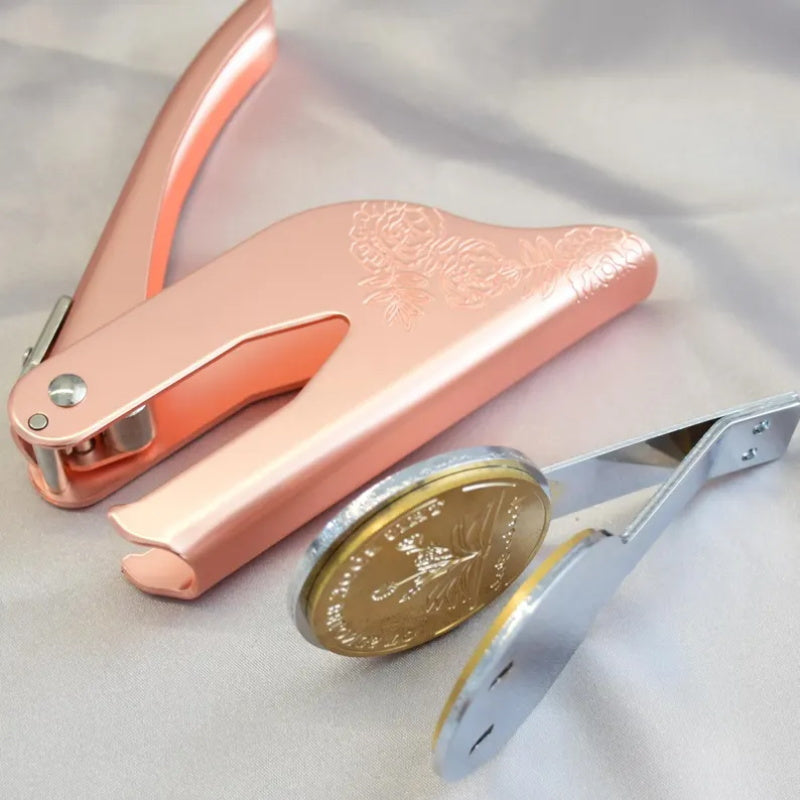 Mysterious Pattern Letter Series Rose Golden Print Embosser Stamp, Make Your Own Letter Seal, Printed Directly on Books, Tissues, Notebooks and Gift Boxes, Easy to Operate, Easy to Carry