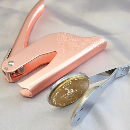 Mysterious Pattern Letter Series Rose Golden Print Embosser Stamp, Make Your Own Letter Seal, Printed Directly on Books, Tissues, Notebooks and Gift Boxes, Easy to Operate, Easy to Carry