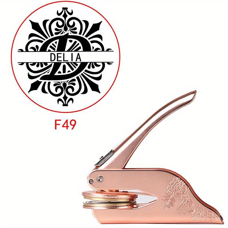 Mysterious Pattern Letter Series Rose Golden Print Embosser Stamp, Make Your Own Letter Seal, Printed Directly on Books, Tissues, Notebooks and Gift Boxes, Easy to Operate, Easy to Carry