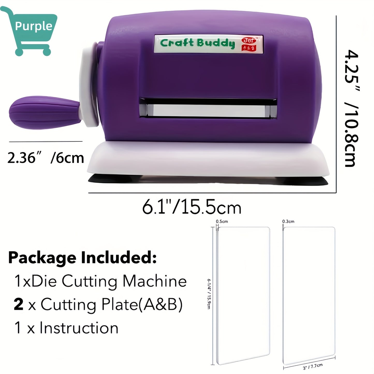 6 Colors Craft Buddy Scrapbook Die Cutting Embossing Machine\u002F1 Set A&B Acrylic Cutting Pads for DIY Scrapbooking Paper Crafts Cutter Machine Tool - PE Material, Battery-Free