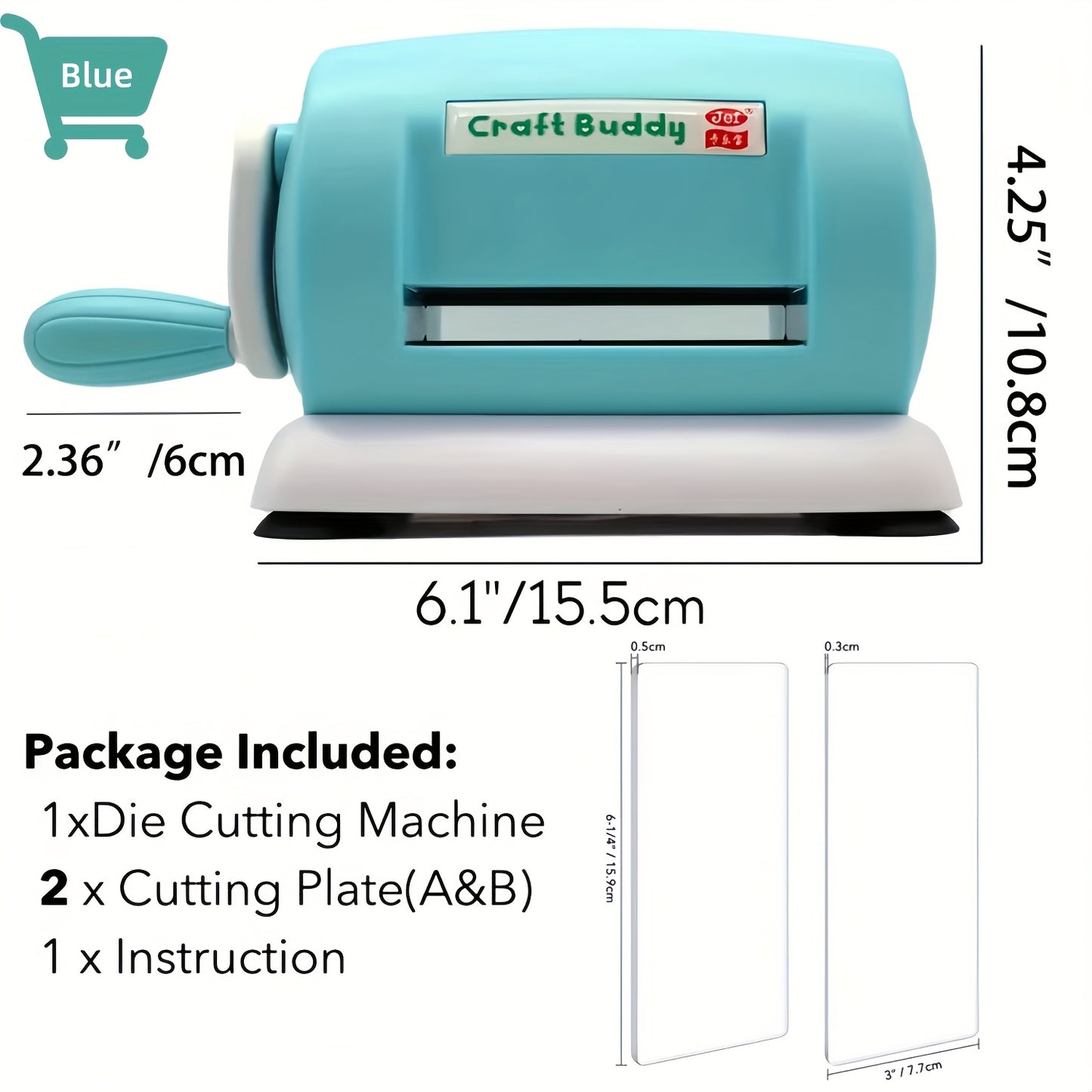 6 Colors Craft Buddy Scrapbook Die Cutting Embossing Machine\u002F1 Set A&B Acrylic Cutting Pads for DIY Scrapbooking Paper Crafts Cutter Machine Tool - PE Material, Battery-Free