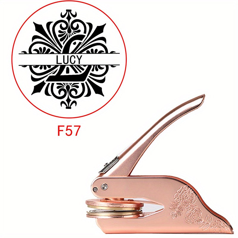 Mysterious Pattern Letter Series Rose Golden Print Embosser Stamp, Make Your Own Letter Seal, Printed Directly on Books, Tissues, Notebooks and Gift Boxes, Easy to Operate, Easy to Carry