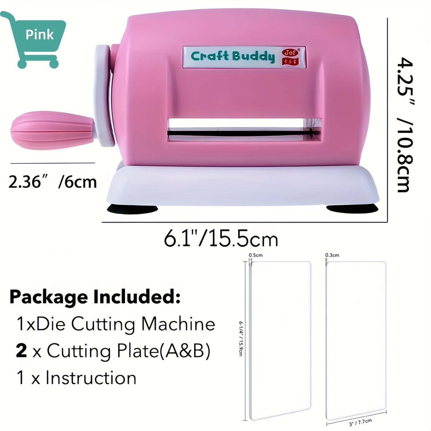 6 Colors Craft Buddy Scrapbook Die Cutting Embossing Machine\u002F1 Set A&B Acrylic Cutting Pads for DIY Scrapbooking Paper Crafts Cutter Machine Tool - PE Material, Battery-Free