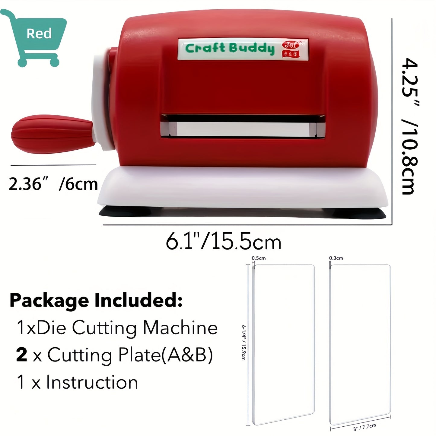6 Colors Craft Buddy Scrapbook Die Cutting Embossing Machine\u002F1 Set A&B Acrylic Cutting Pads for DIY Scrapbooking Paper Crafts Cutter Machine Tool - PE Material, Battery-Free