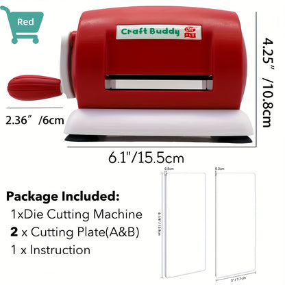 6 Colors Craft Buddy Scrapbook Die Cutting Embossing Machine\u002F1 Set A&B Acrylic Cutting Pads for DIY Scrapbooking Paper Crafts Cutter Machine Tool - PE Material, Battery-Free
