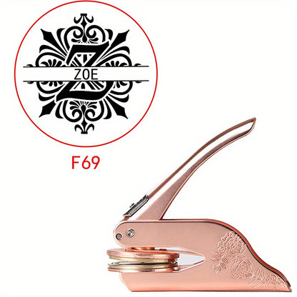 Mysterious Pattern Letter Series Rose Golden Print Embosser Stamp, Make Your Own Letter Seal, Printed Directly on Books, Tissues, Notebooks and Gift Boxes, Easy to Operate, Easy to Carry