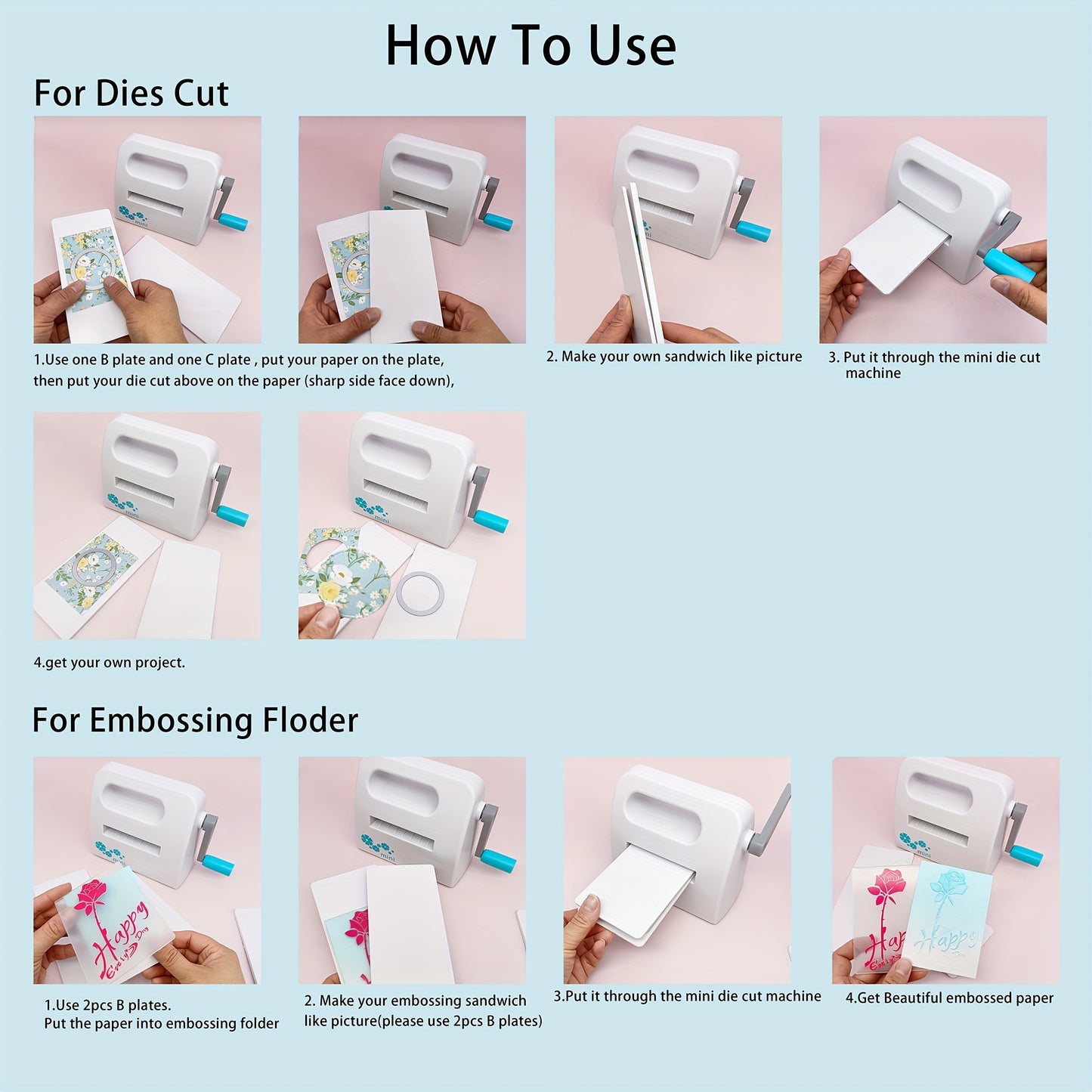 Alinacutle Mini Die Cut Machine Embossing Folder Use Machine, Manual Portable Embossing Machines Full Kit Included, For Art, Craft, Scrapbooking - Precise Cutting, Easy Operation, DIY Craftsmen And Beginners