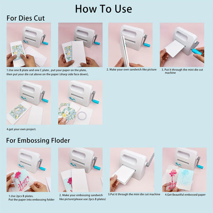 Alinacutle Mini Die Cut Machine Embossing Folder Use Machine, Manual Portable Embossing Machines Full Kit Included, For Art, Craft, Scrapbooking - Precise Cutting, Easy Operation, DIY Craftsmen And Beginners