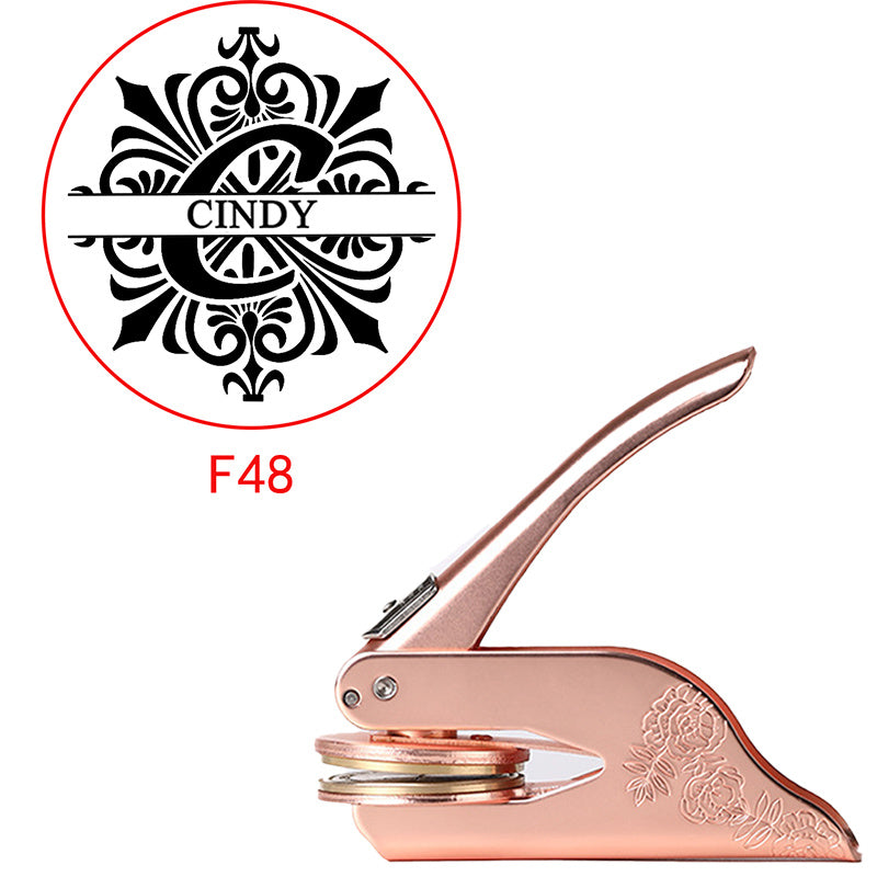 Mysterious Pattern Letter Series Rose Golden Print Embosser Stamp, Make Your Own Letter Seal, Printed Directly on Books, Tissues, Notebooks and Gift Boxes, Easy to Operate, Easy to Carry