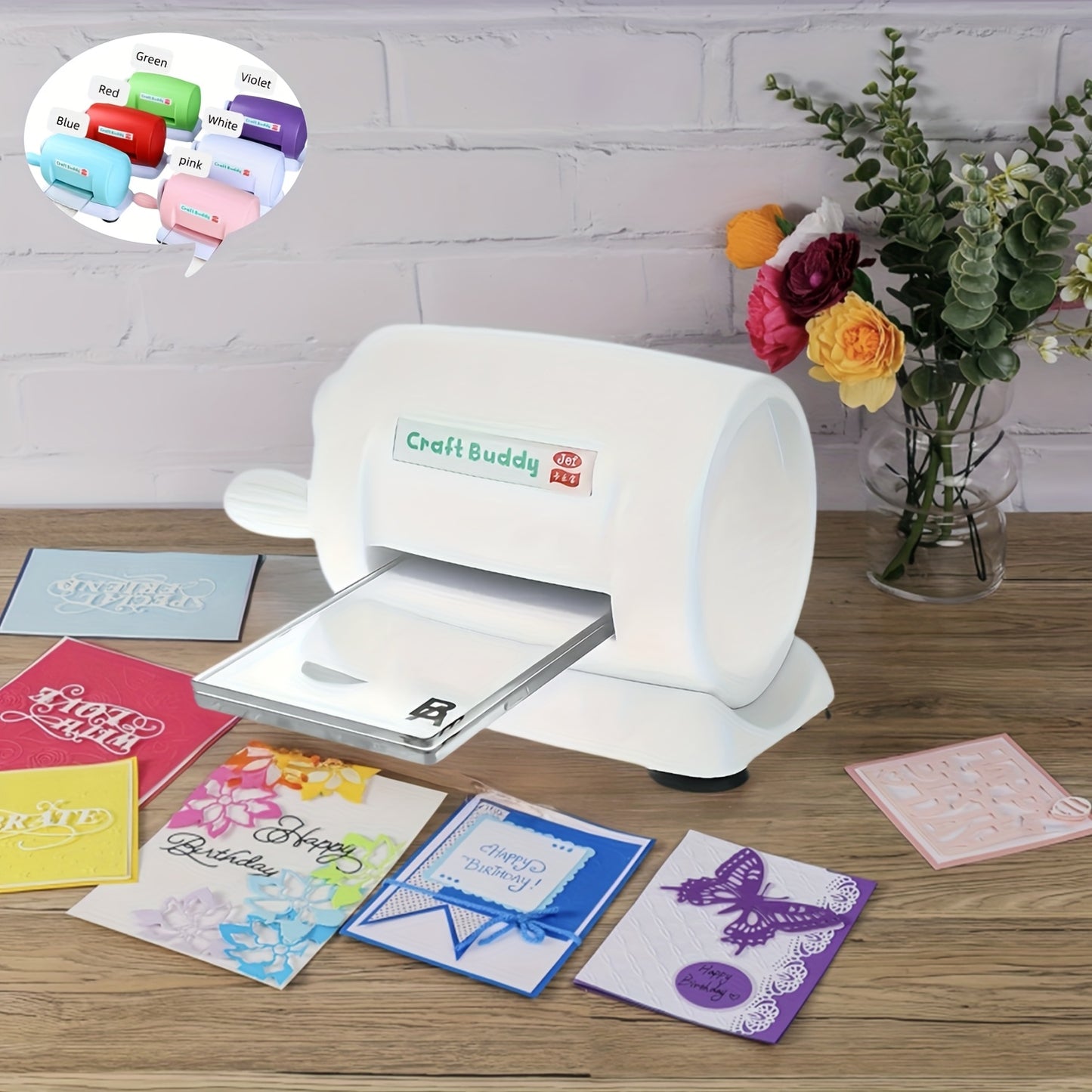 6 Colors Craft Buddy Scrapbook Die Cutting Embossing Machine\u002F1 Set A&B Acrylic Cutting Pads for DIY Scrapbooking Paper Crafts Cutter Machine Tool - PE Material, Battery-Free