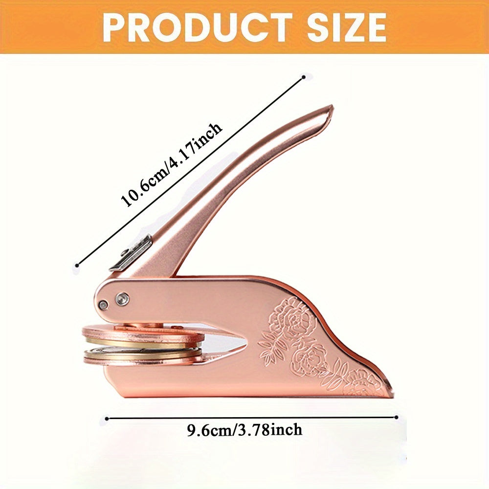 Mysterious Pattern Letter Series Rose Golden Print Embosser Stamp, Make Your Own Letter Seal, Printed Directly on Books, Tissues, Notebooks and Gift Boxes, Easy to Operate, Easy to Carry