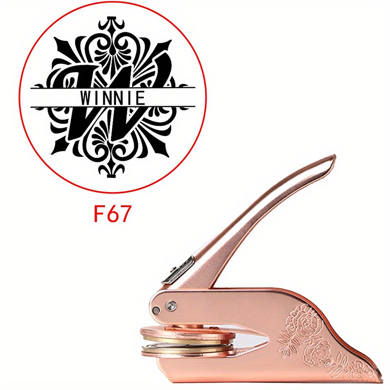 Mysterious Pattern Letter Series Rose Golden Print Embosser Stamp, Make Your Own Letter Seal, Printed Directly on Books, Tissues, Notebooks and Gift Boxes, Easy to Operate, Easy to Carry