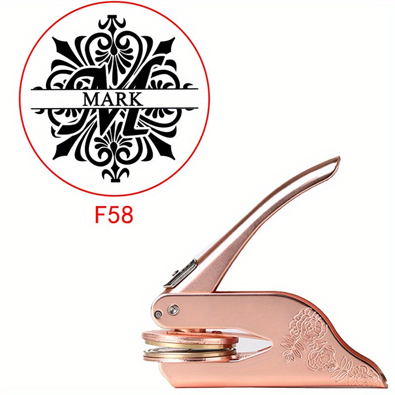 Mysterious Pattern Letter Series Rose Golden Print Embosser Stamp, Make Your Own Letter Seal, Printed Directly on Books, Tissues, Notebooks and Gift Boxes, Easy to Operate, Easy to Carry