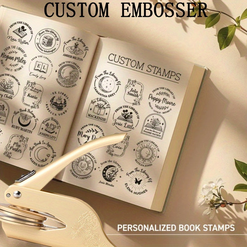 Plant and Book Story Golden Print Embosser Stamp, Printed Directly on Books, Notebooks, Tissues, Stickers, Paper\u002F Plastic Packaging, Make Exquisite Gifts and Books