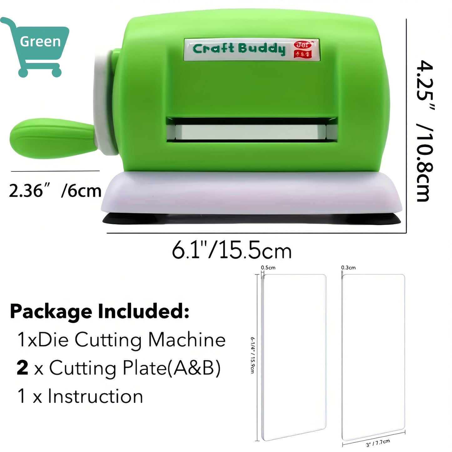 6 Colors Craft Buddy Scrapbook Die Cutting Embossing Machine\u002F1 Set A&B Acrylic Cutting Pads for DIY Scrapbooking Paper Crafts Cutter Machine Tool - PE Material, Battery-Free