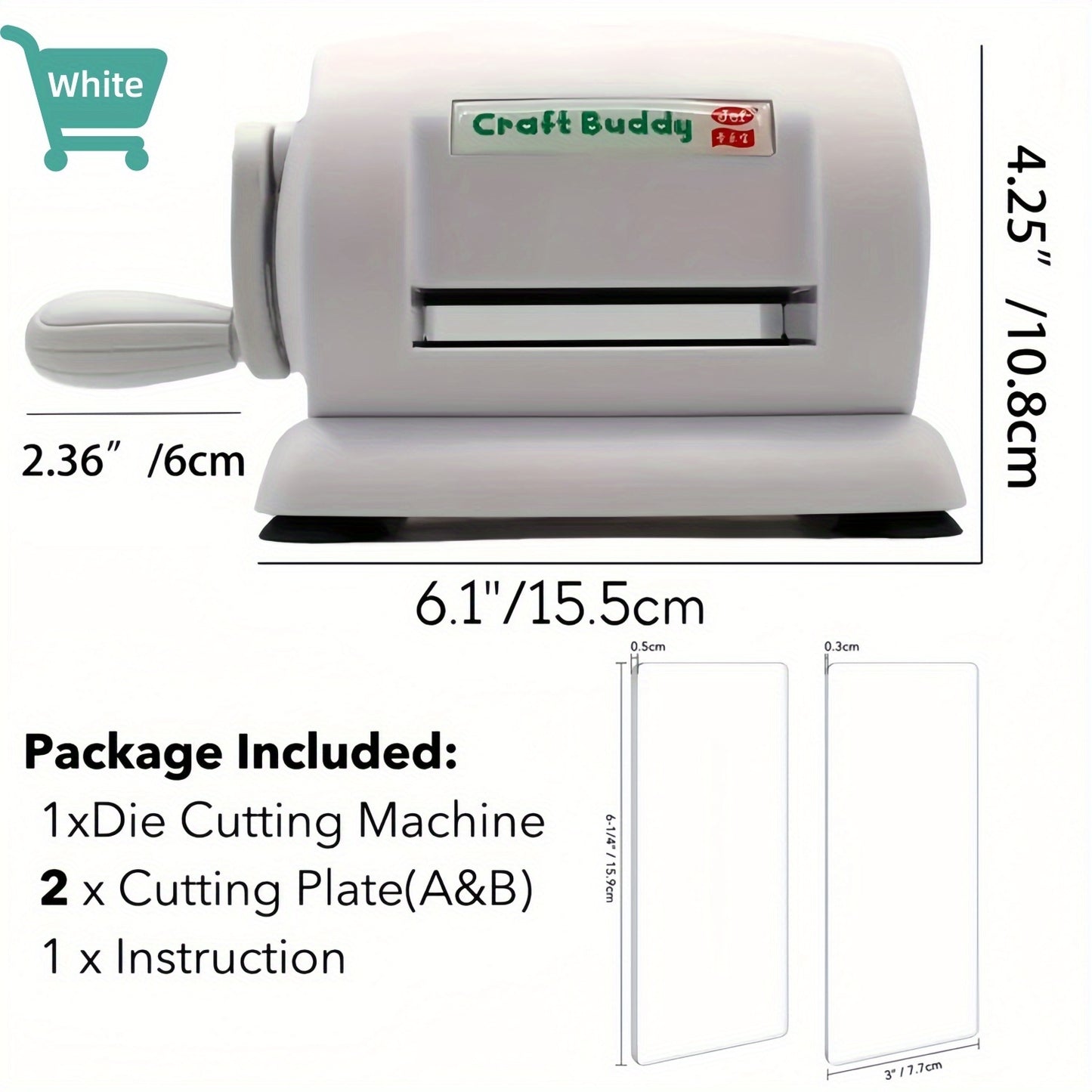 6 Colors Craft Buddy Scrapbook Die Cutting Embossing Machine\u002F1 Set A&B Acrylic Cutting Pads for DIY Scrapbooking Paper Crafts Cutter Machine Tool - PE Material, Battery-Free